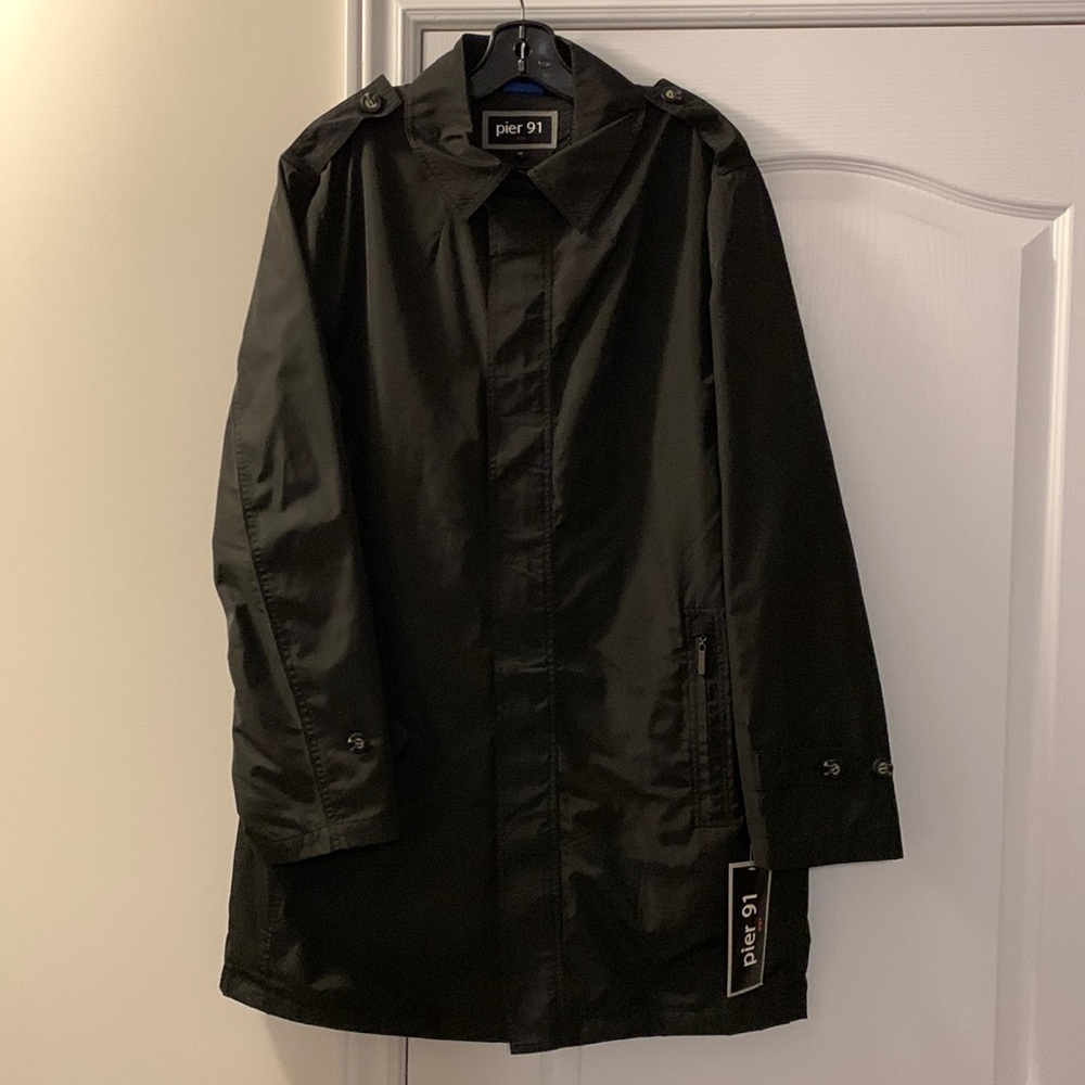 NWT Mens nylon Pier 91 Rain coat (car coat length)